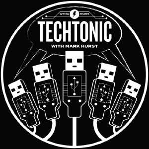 An illustration of the end of USB cables that appear to have faces on them. There is a speech bubble that says: Techtonic with Mark Hurst